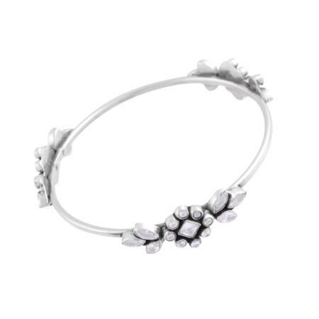 Plain Silver Bangle with Stone (SBS05)